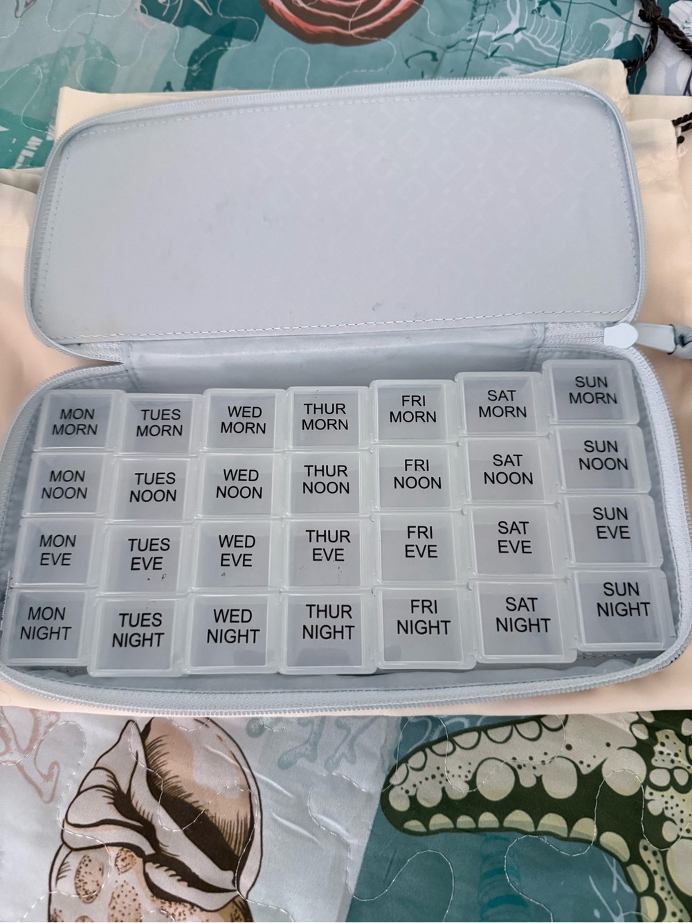 Vera Bradley Light Blue Weekly Pill Organizer Case
